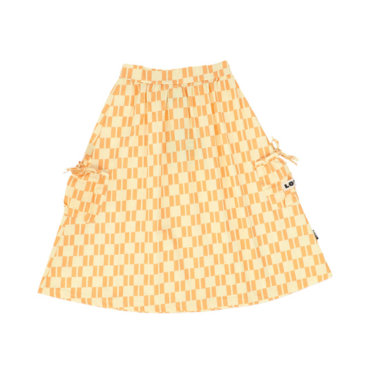 LOUD ORANGE/YELLOW CHECKED POCKET SKIRT