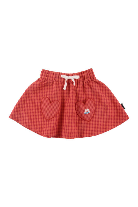 LOUD RED CHECKED POCKET SKIRT