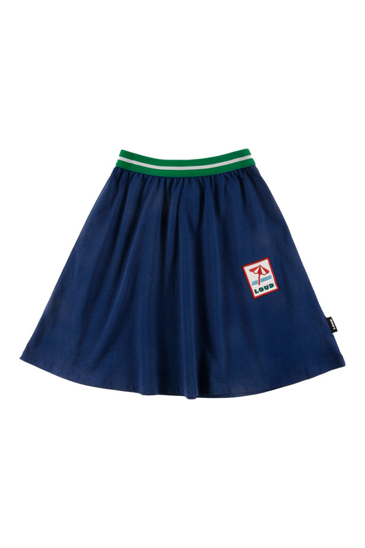 LOUD NAVY WASH EMBROIDERED SKIRT