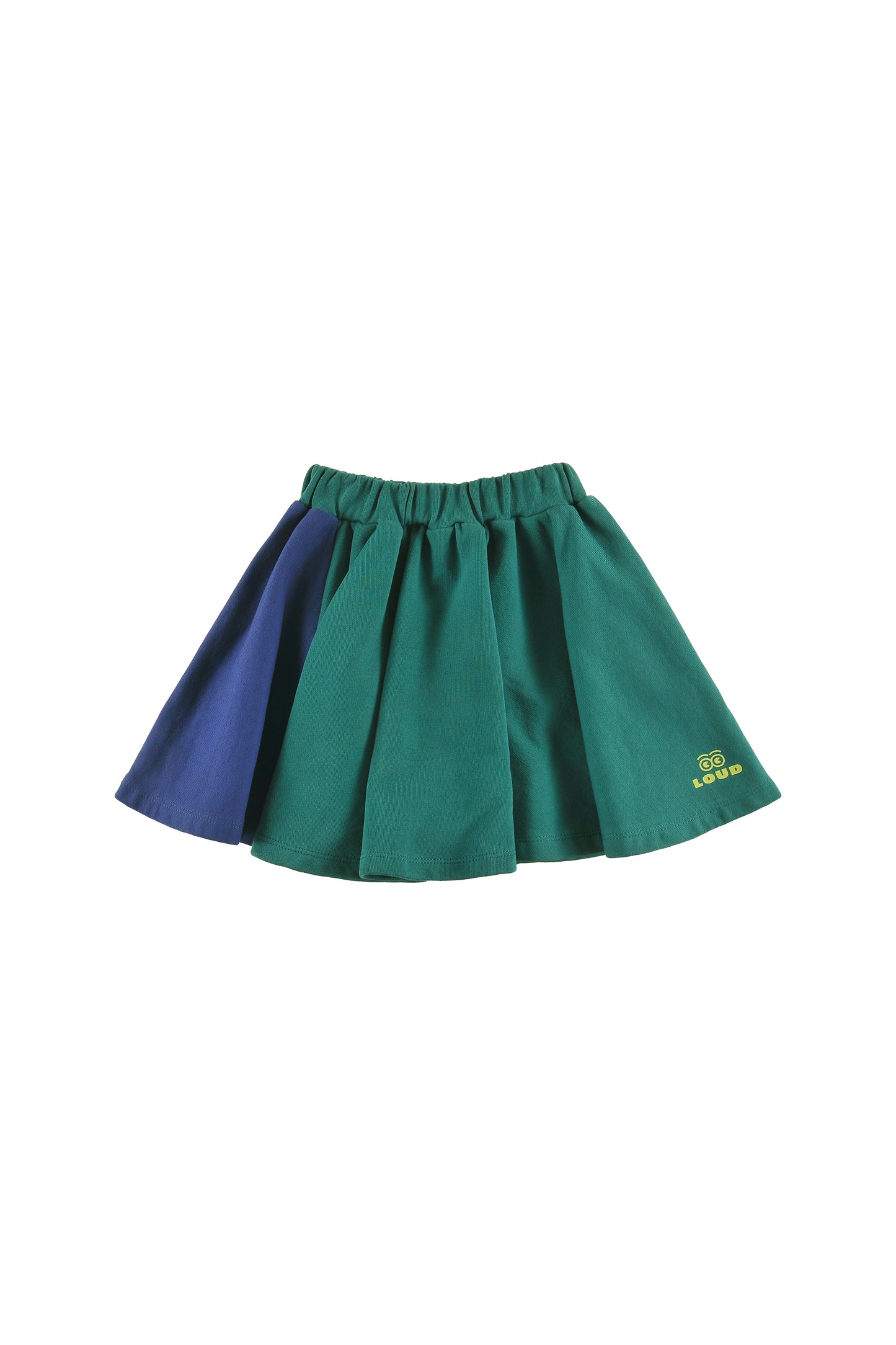 LOUD HUNTER GREEN COLORBLOCK LOGO FLARED SKIRT