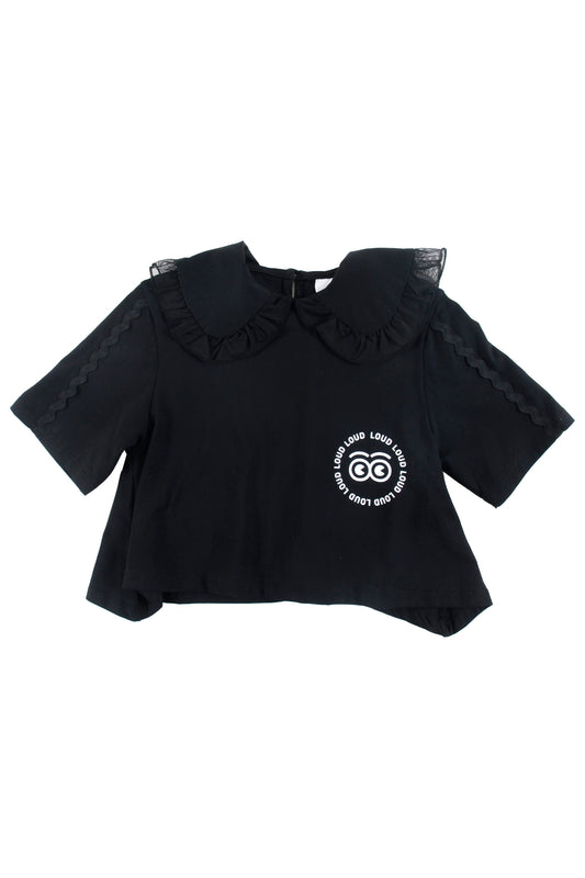 LOUD BLACK/WHITE LOGO  COLLAR T-SHIRT