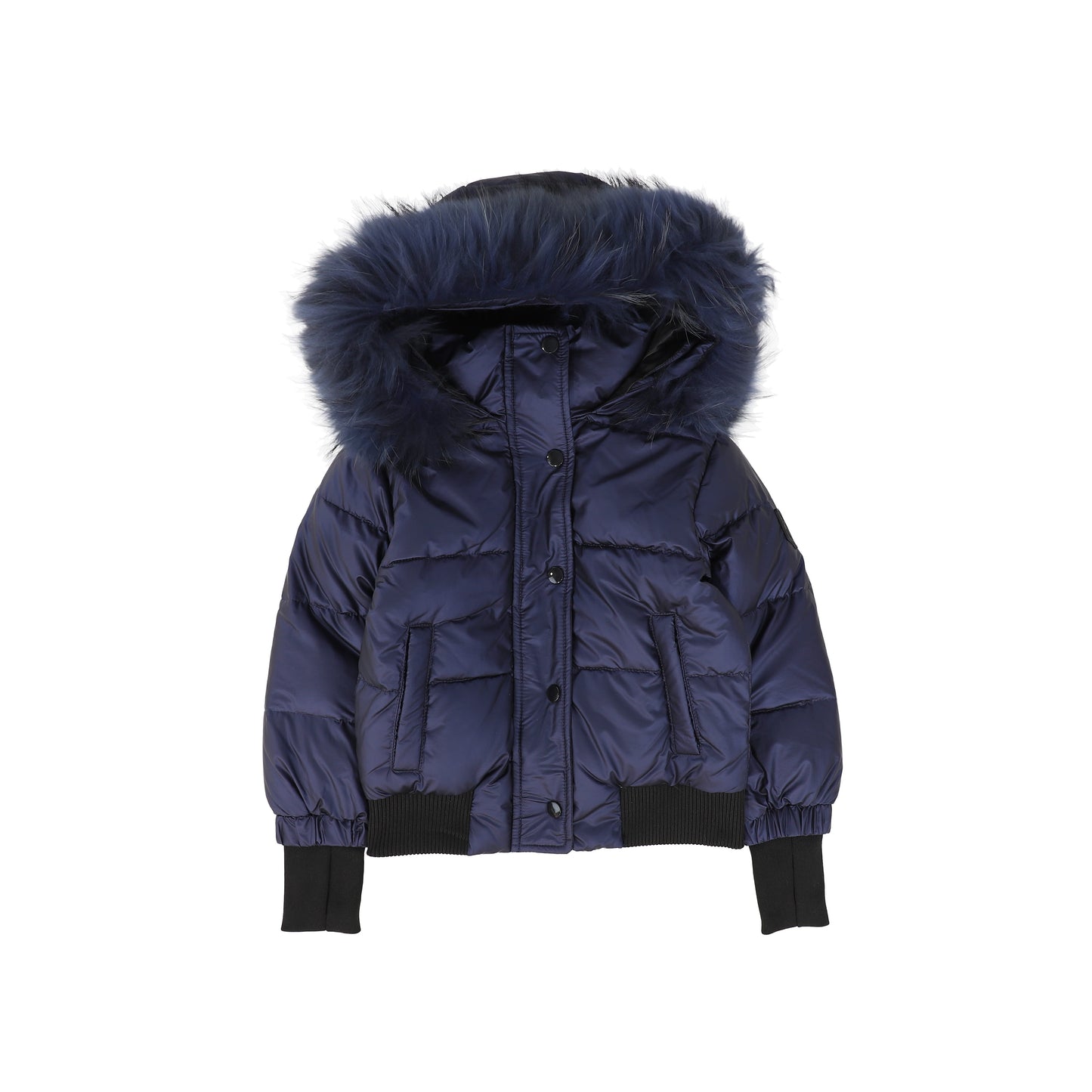 SCOTCH BONNET NAVY MONOCHROM FUR TRIM PUFFER COAT