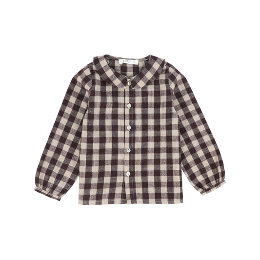 COCO BLANC BURGUNDY GINGHAM COLLAR SHIRT