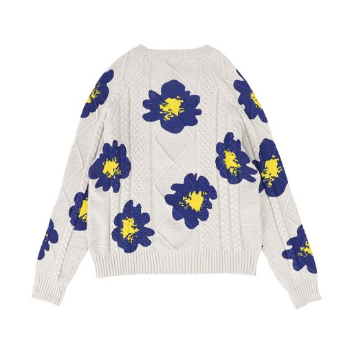 TAKE NOTE OATMEAL CABLE KNIT FLORAL SWEATER [Final Sale]