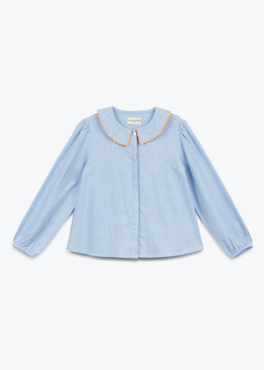 ARSENE & LES PIPELETTES LIGHT BLUE COLLAR BLOUSE