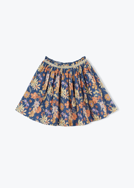 ARSENE & LES PIPELETTES BLUE/ORANGE FLORAL SKIRT