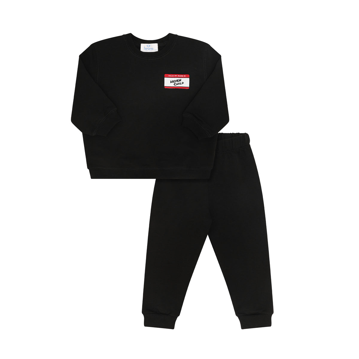 HEVEN CHILD BLACK NAME TAG SWEATSHIRT SET