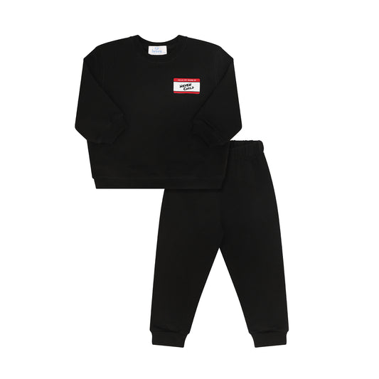 HEVEN CHILD BLACK NAME TAG SWEATSHIRT SET