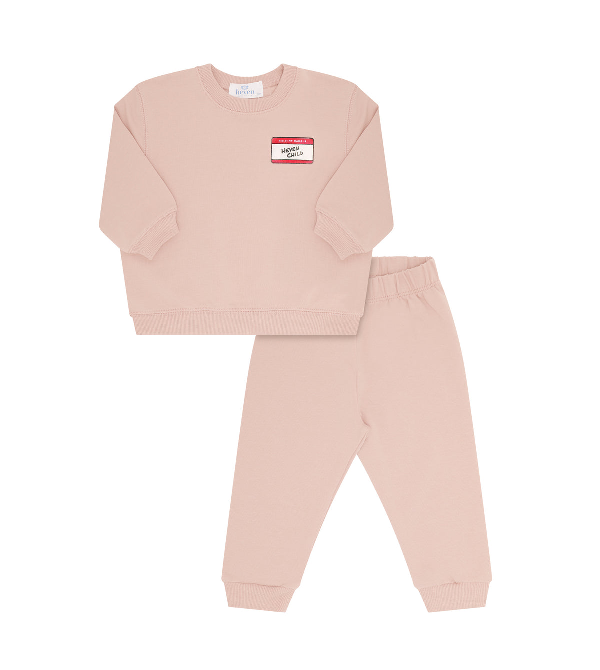 HEVEN CHILD PINK NAME TAG SWEATSHIRT SET