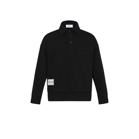 HEVEN CHILD BLACK BUTTON POLO