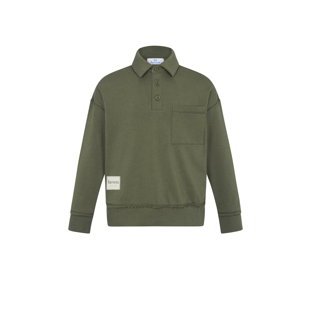 HEVEN CHILD GREEN BUTTON POLO