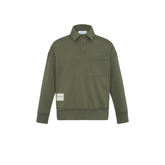 HEVEN CHILD GREEN BUTTON POLO