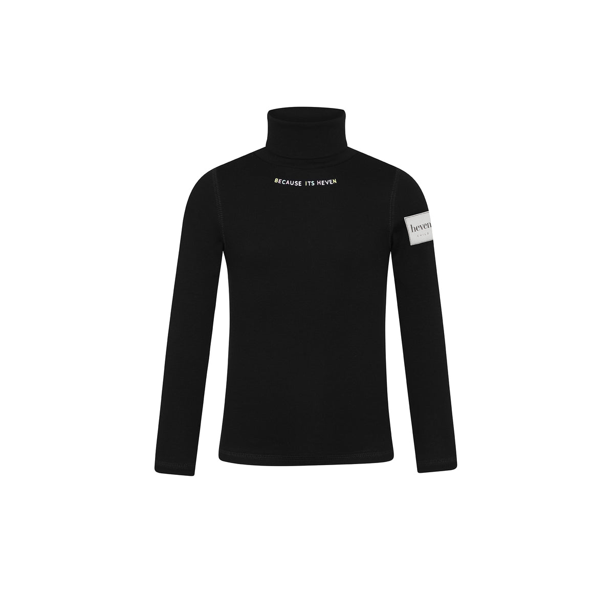 HEVEN CHILD BLACK WORDED TURTLENECK