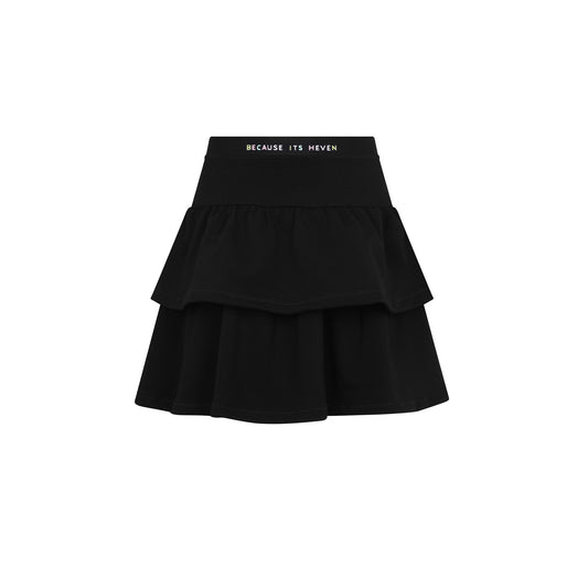 HEVEN CHILD BLACK WORDED TIERED SKIRT