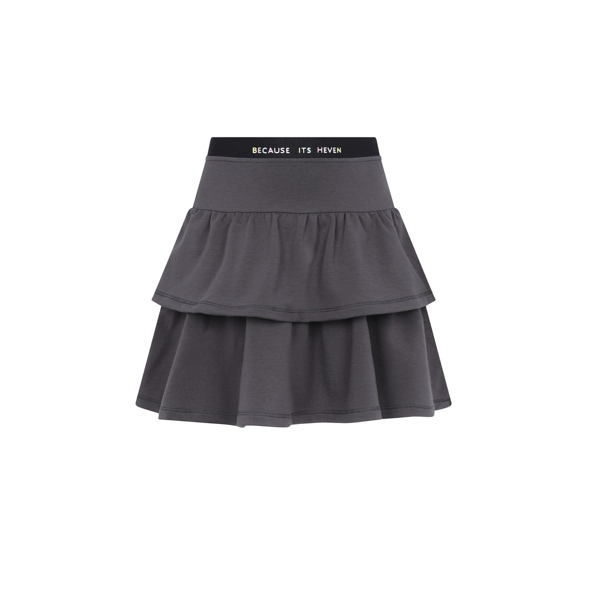HEVEN CHILD GREY WORDED TIERED SKIRT
