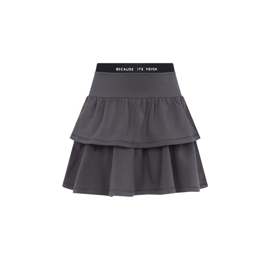 HEVEN CHILD GREY WORDED TIERED SKIRT