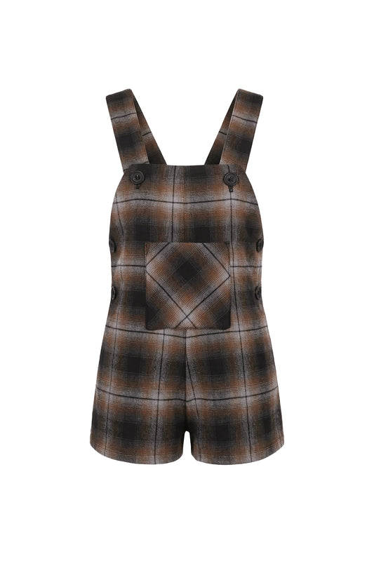 PERNILLE BROWN OMBRE PLAID POCKET OVERALLS