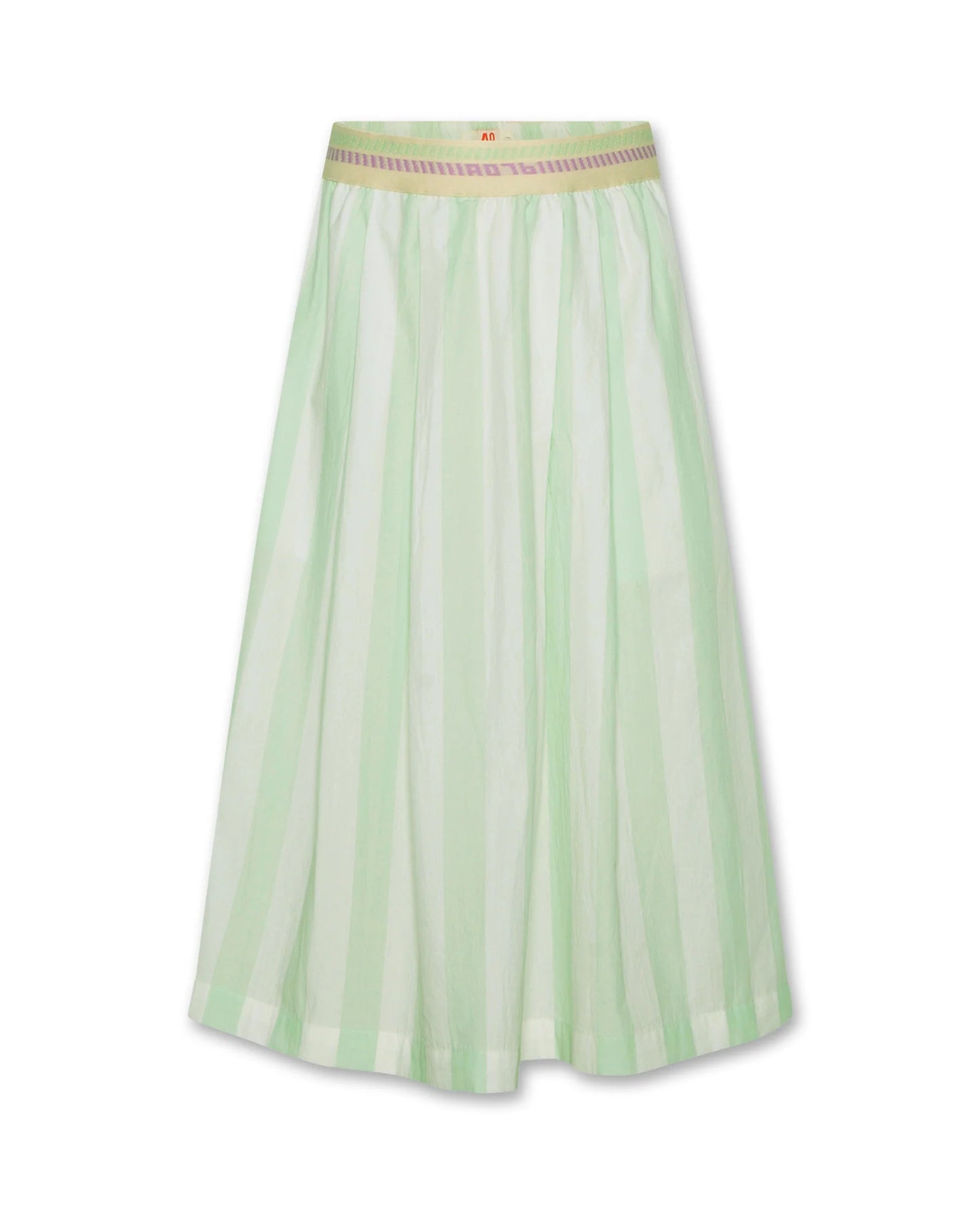 AO76 WHITE/GREEN STRIPE WAISTED SKIRT