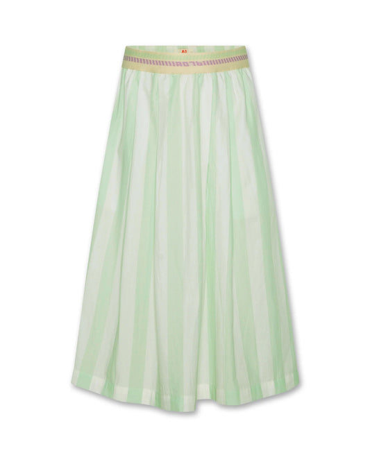 AO76 WHITE/GREEN STRIPE WAISTED SKIRT