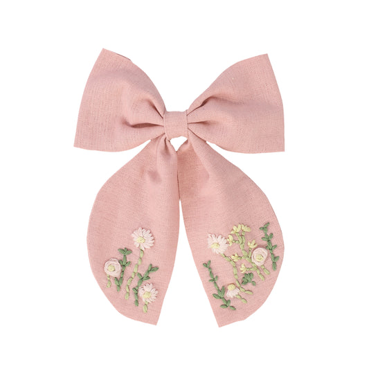 PROJECT 6 PINK EMBROIDERED OVERSIZED BOW [Final Sale]