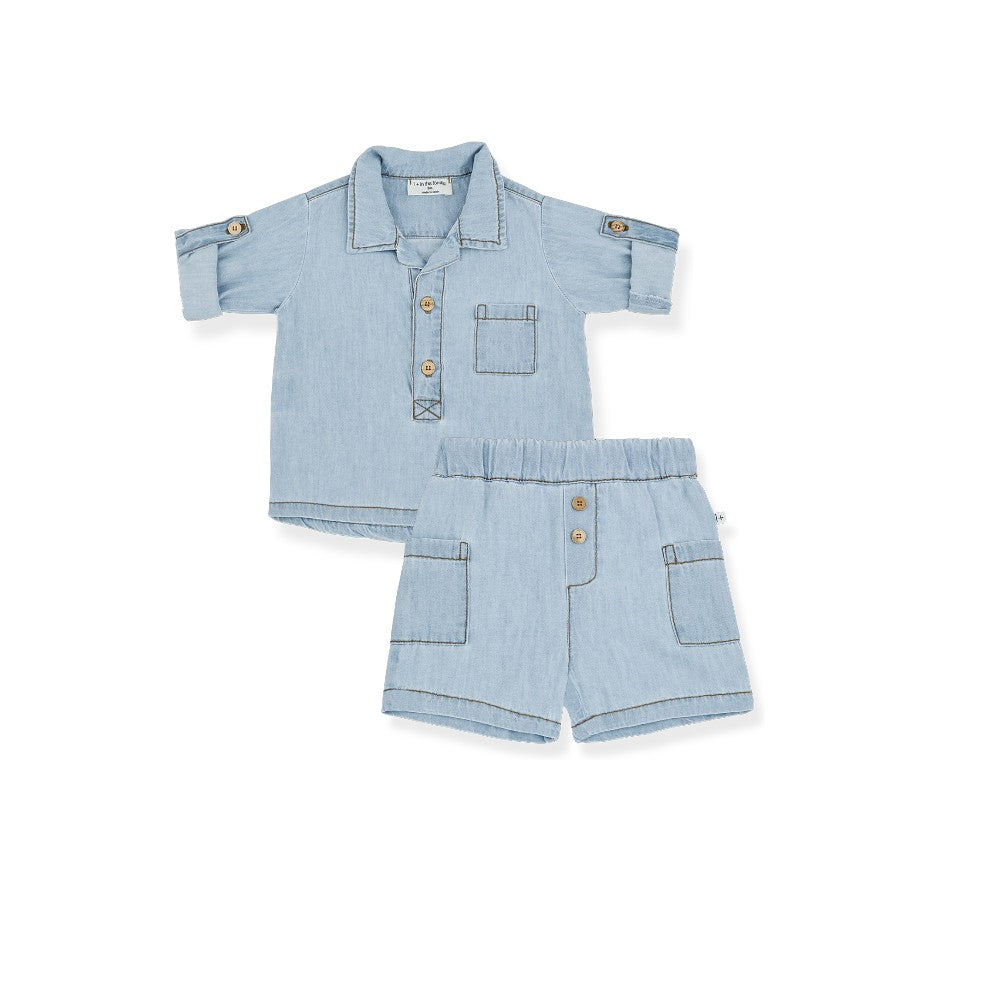 1 + IN THE FAMILY BLUE DENIM STITCHED SET