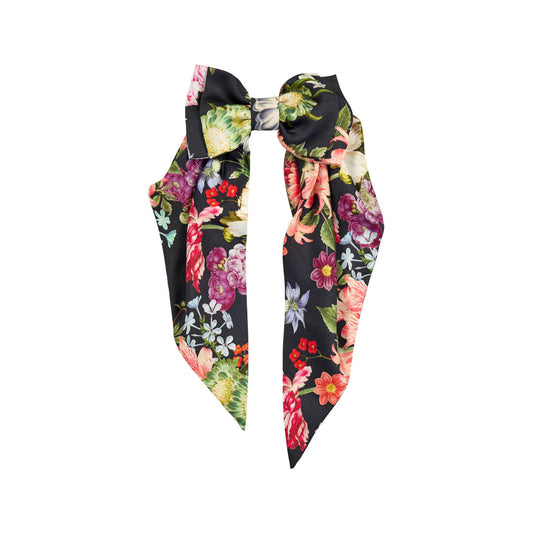 CHRISTINA ROHDE BLACK/PINK FLORAL OVERSIZED BOW [FINAL SALE]