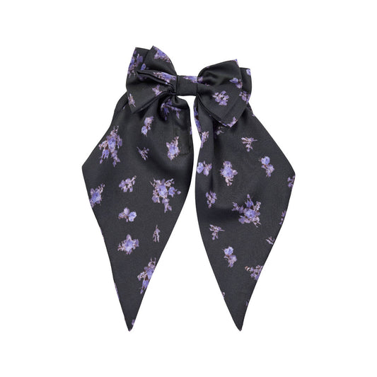 CHRISTINA ROHDE BLACK/PURPLE FLORAL OVERSIZED BOW [FINAL SALE]