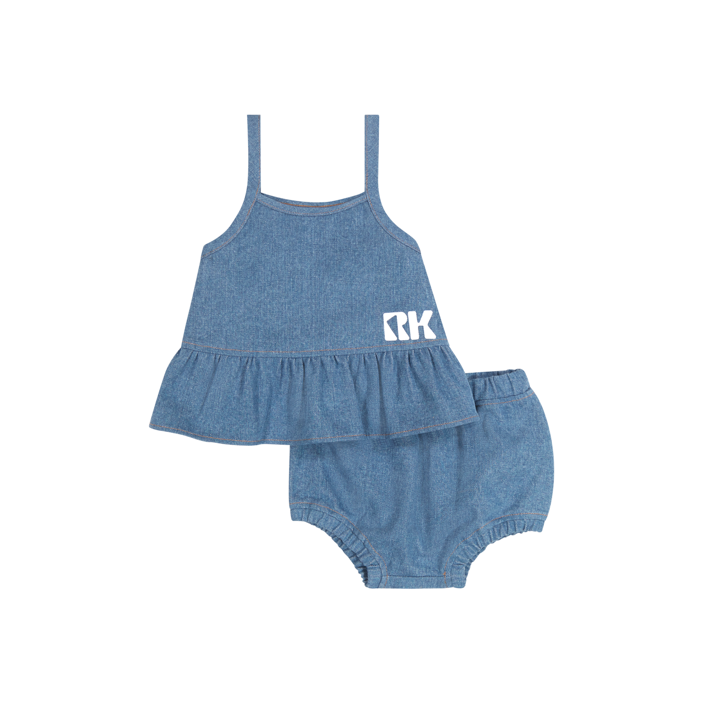 RETRO KID DENIM RUFFLE BLOOMER SET