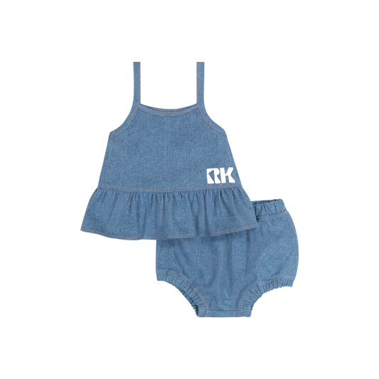 RETRO KID DENIM RUFFLE BLOOMER SET