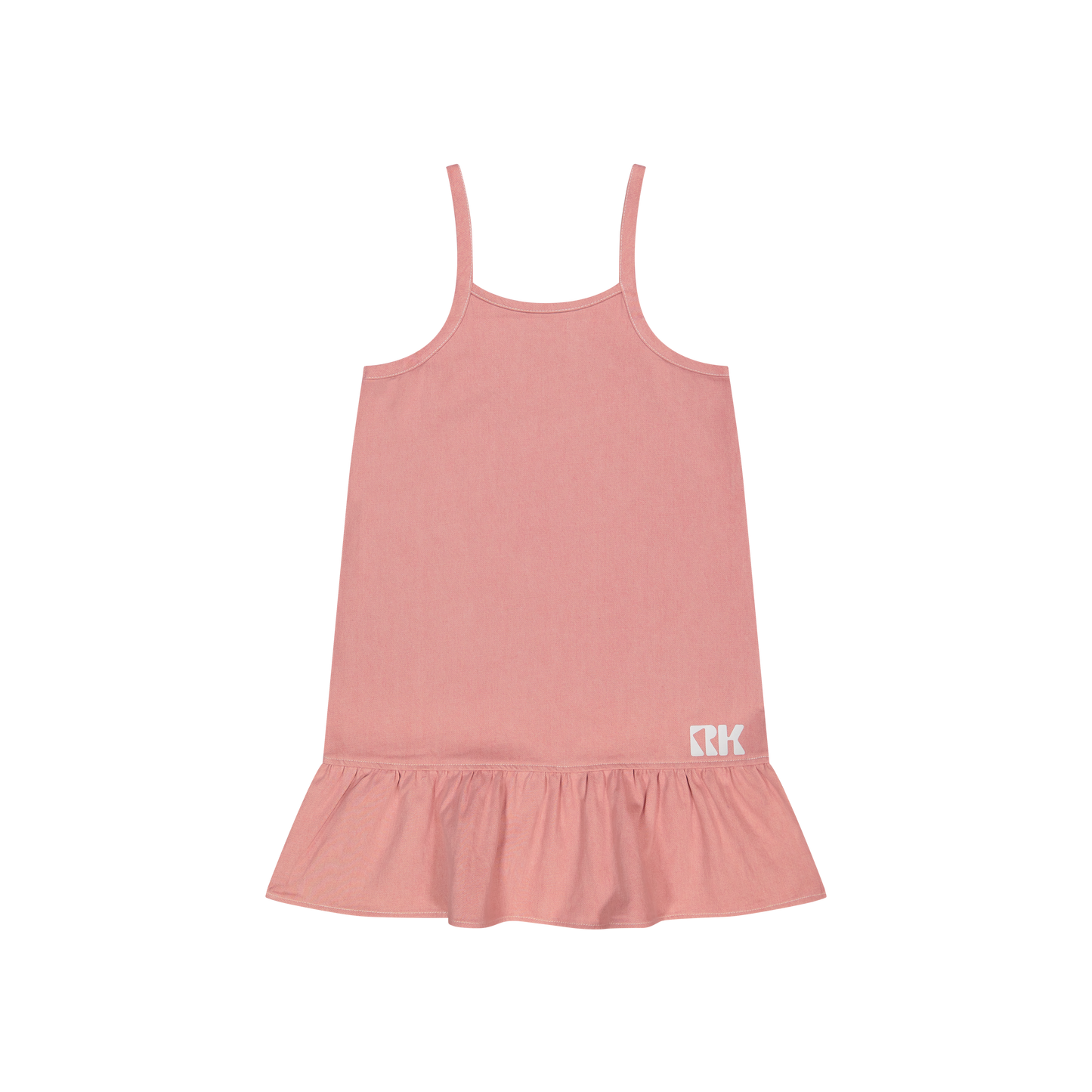 RETRO KID PINK DENIM RUFFLE TRIM DRESS