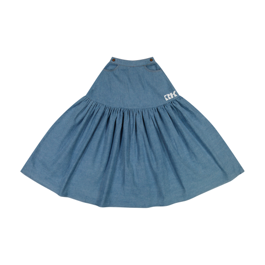 RETRO KID DENIM MAXI FLARE SKIRT