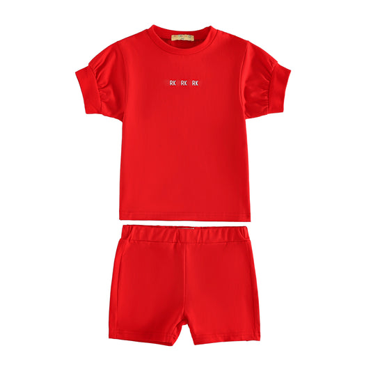 RETRO KID RED LOGO SHORTS SET