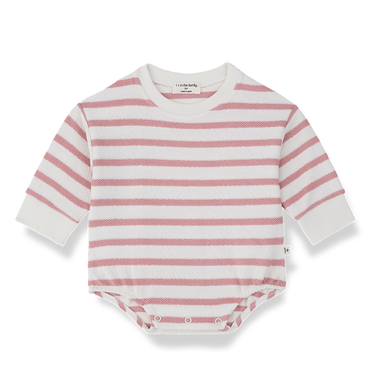 1+ IN THE FAMILY WHITE/PINK STRIPED ROMPER