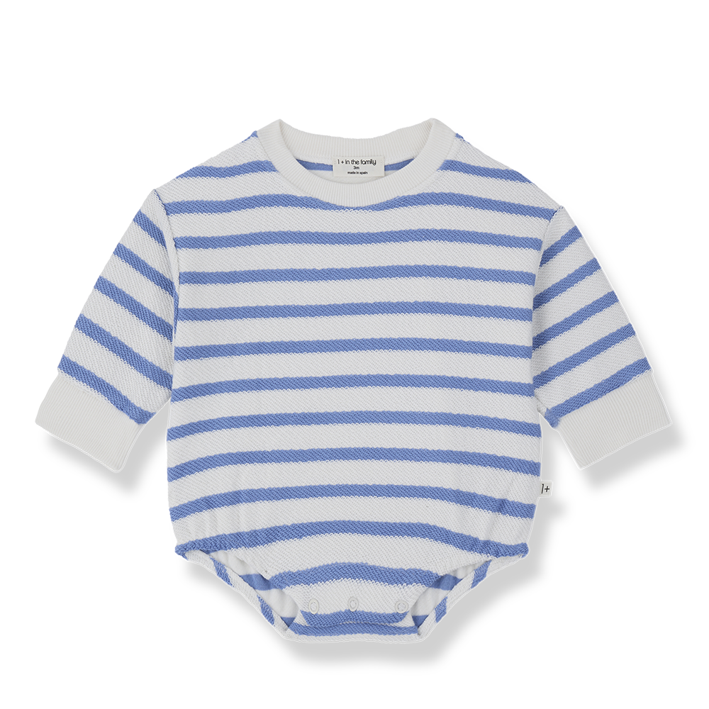 1+ IN THE FAMILY WHITE/BLUE STRIPED ROMPER