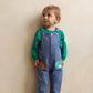 HEVEN CHILD DENIM/GREEN POCKET OVERALLS