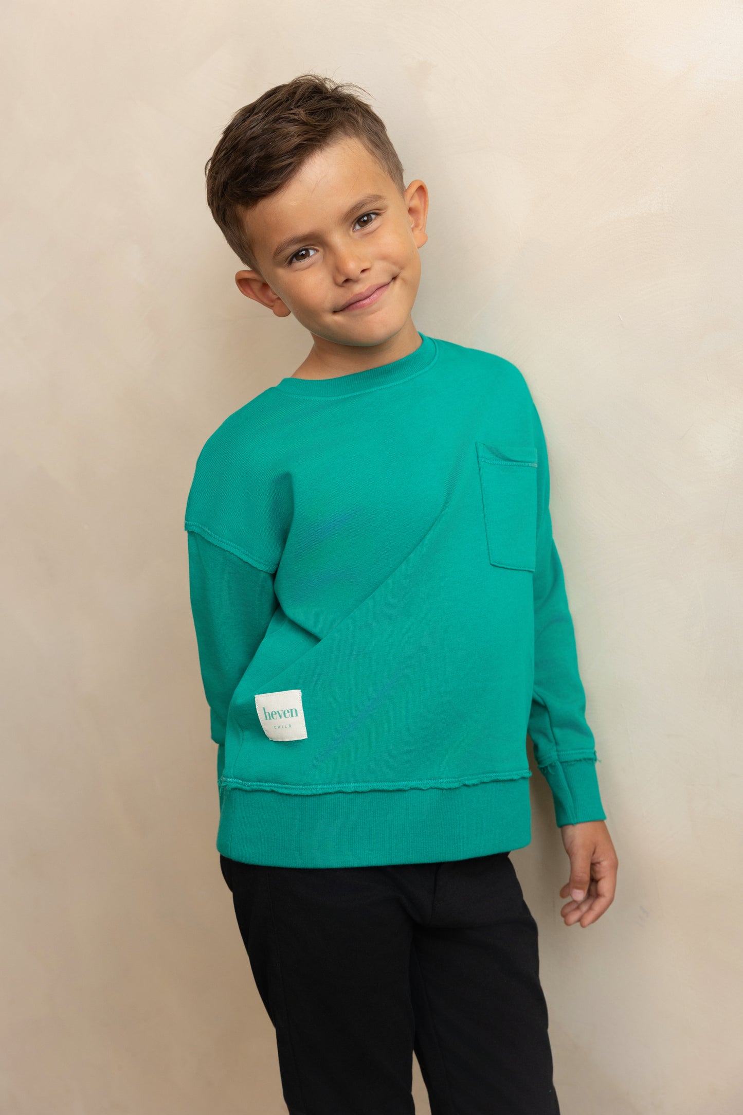 HEVEN CHILD GREEN POCKET  SWEATSHIRT