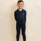 HEVEN CHILD NAVY PIPED TRIM PAJAMA SET