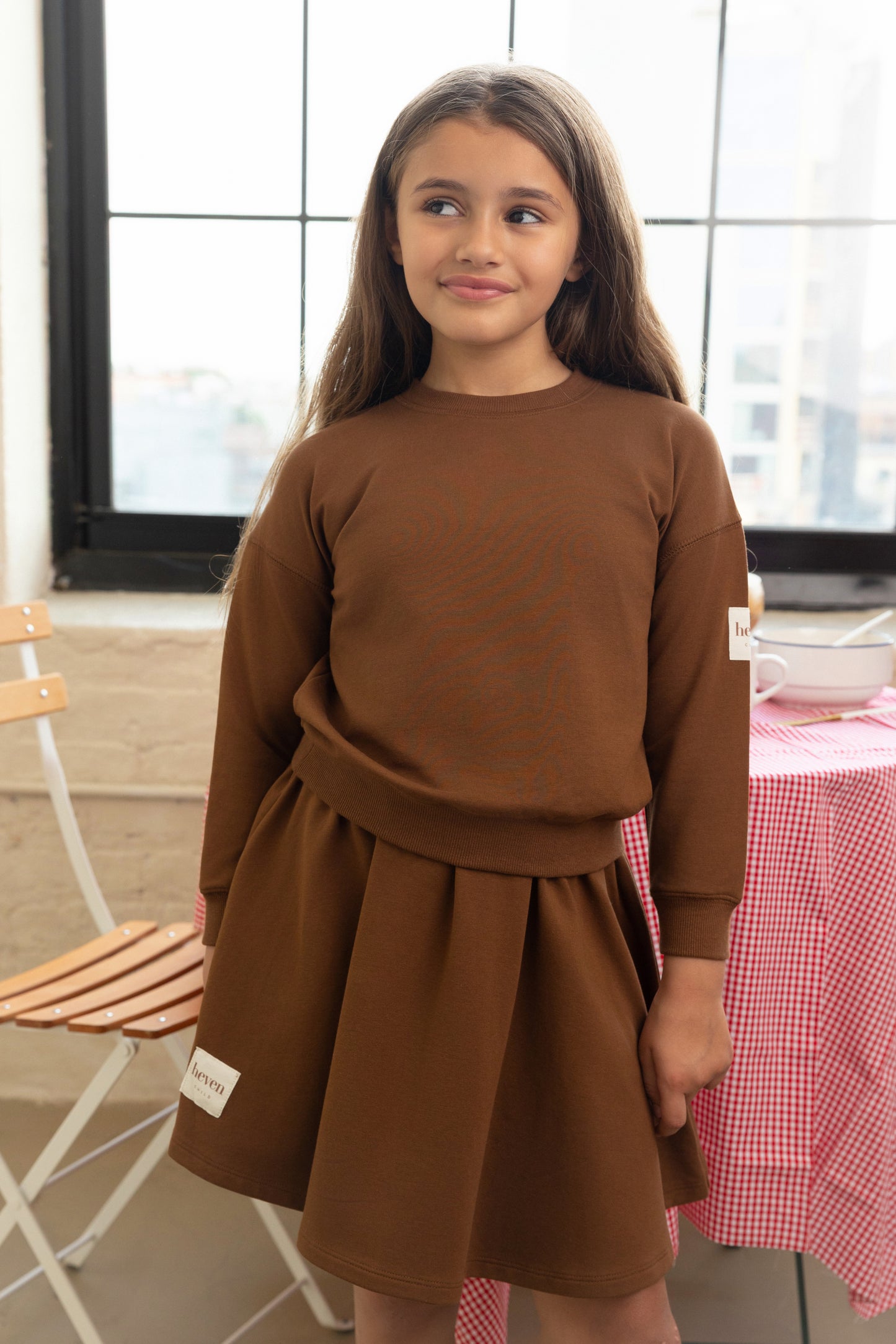 HEVEN CHILD BROWN SEAM SWEATSHIRT