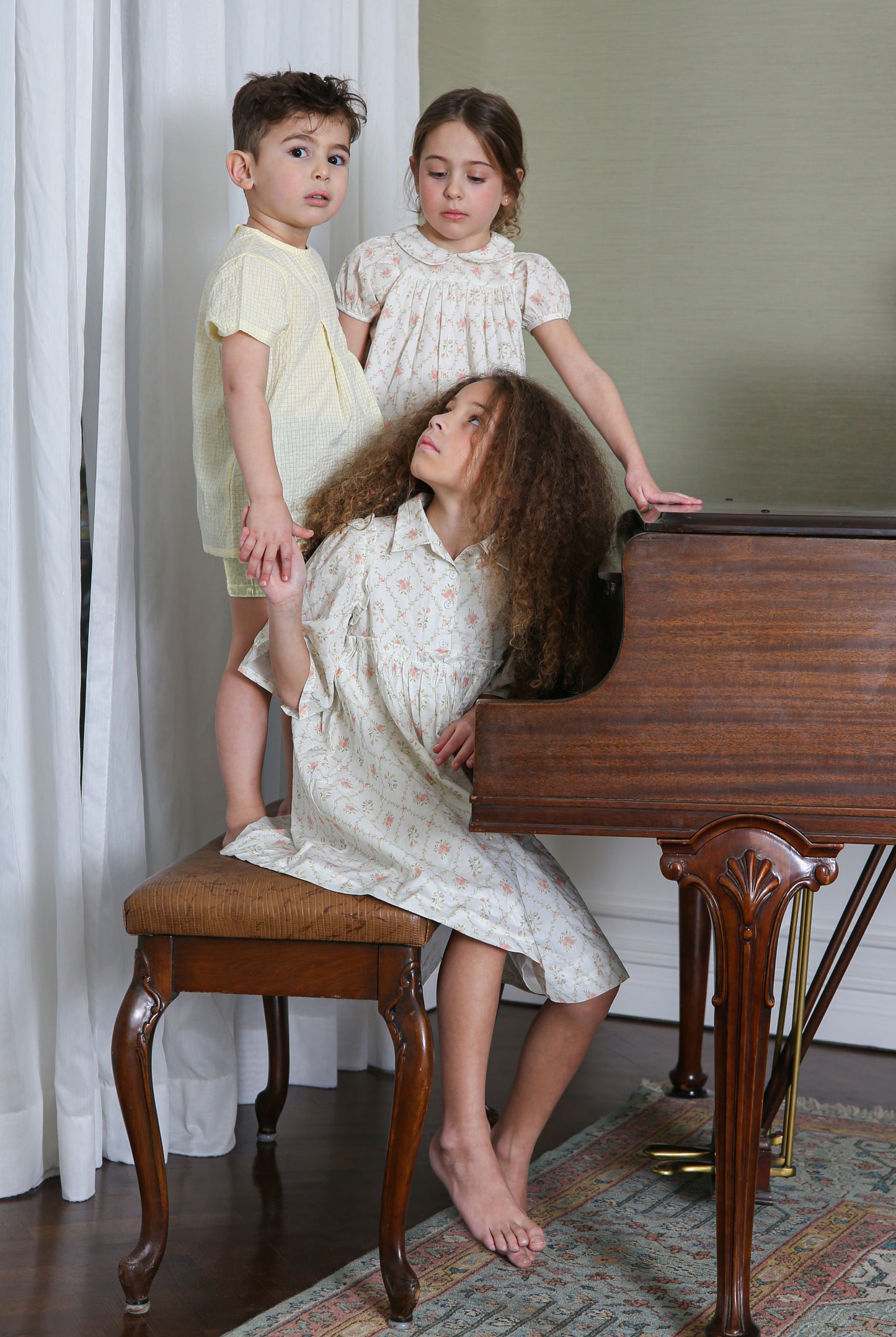 BOPOP YELLOW TONAL MINI PLAID PLEAT SHIRT