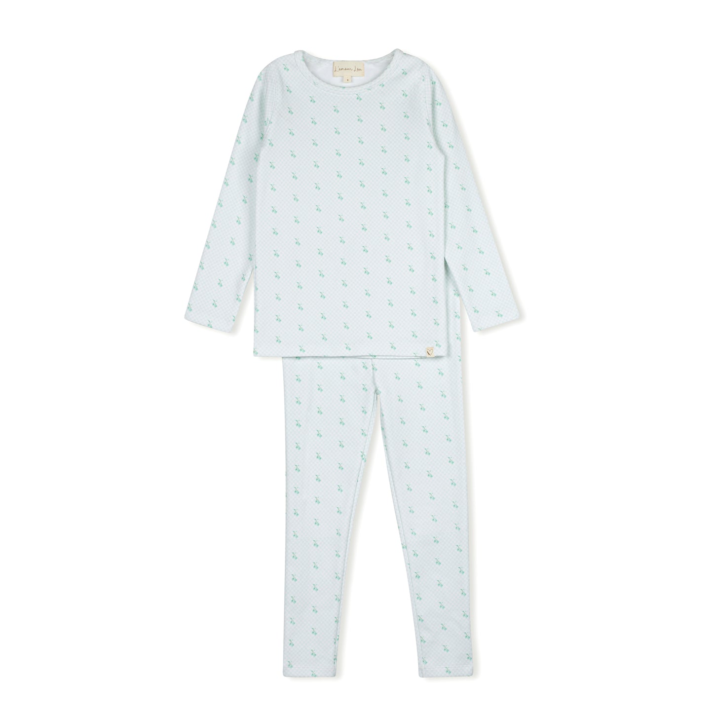 LAMOUR LOU MINT CHECKED CHERRY PAJAMA SET