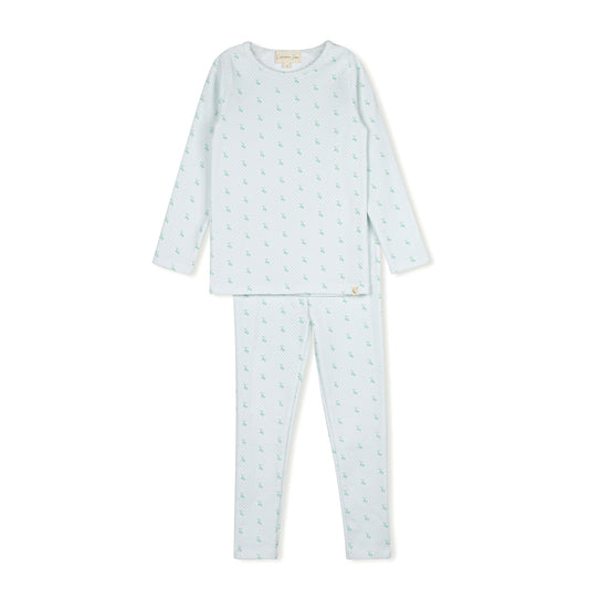 LAMOUR LOU MINT CHECKED CHERRY PAJAMA SET