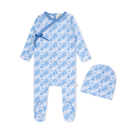 LAMOUR LOU BLUE TOILE FOOTIE + BEANIE