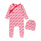 LAMOUR LOU RED TOILE FOOTIE + BEANIE
