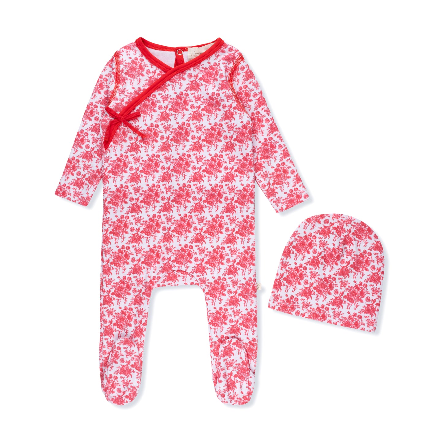 LAMOUR LOU RED TOILE FOOTIE + BEANIE