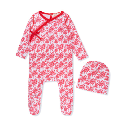 LAMOUR LOU RED TOILE FOOTIE + BEANIE