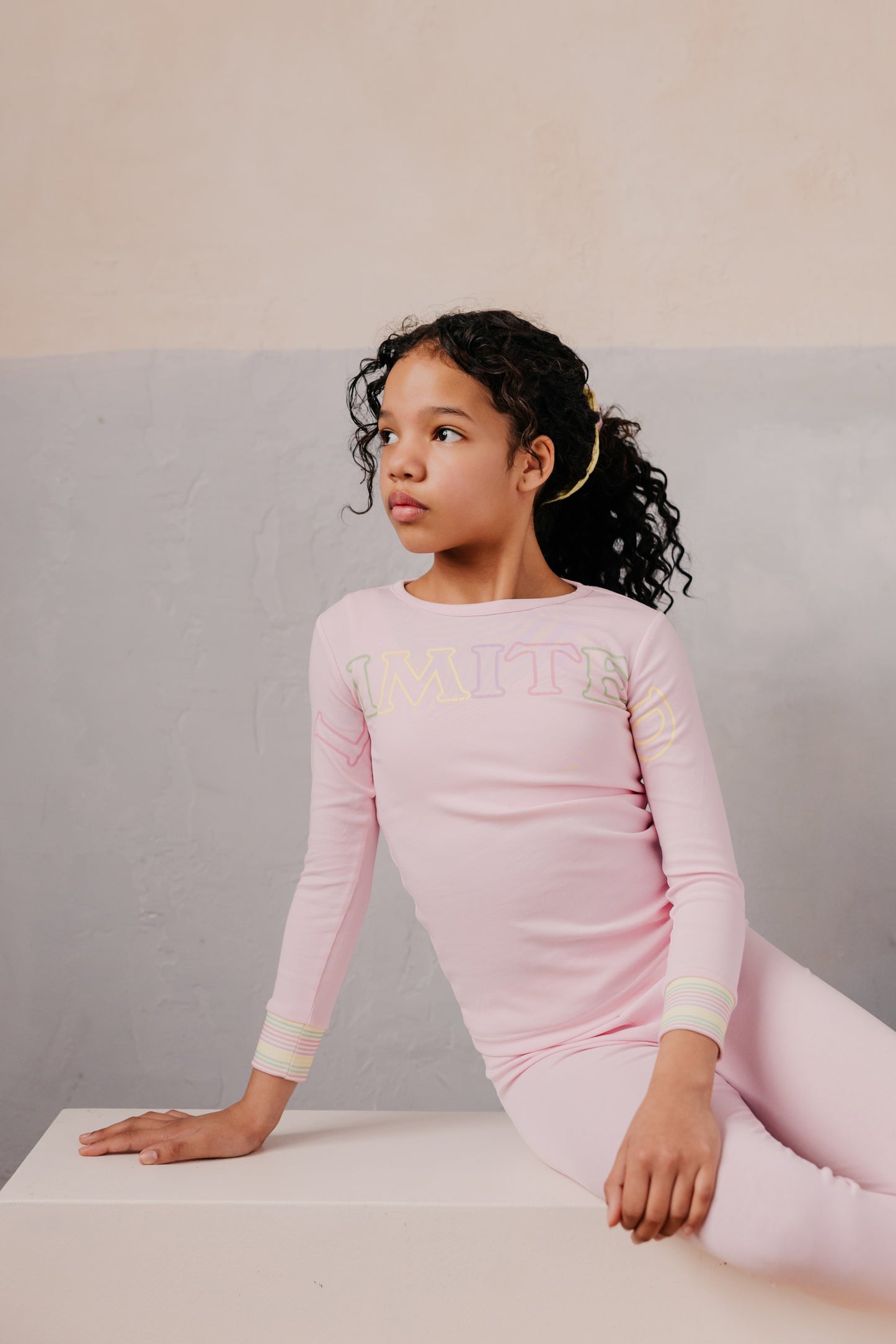 LIMITED EDITION PINK STRIPE CUFF LOGO PAJAMA SET
