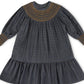 ARDE CHARCOAL FLORAL SMOCK DROP WAIST DRESS