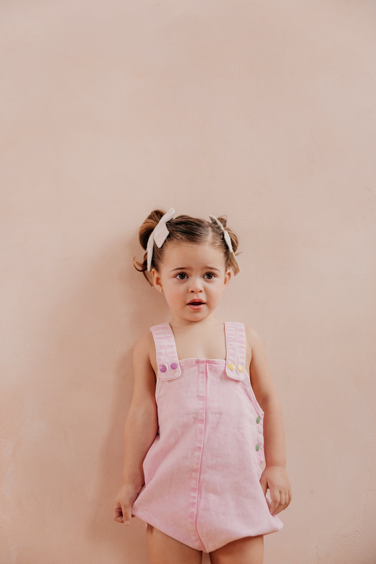 LIMITED EDITION PINK DENIM SNAP TRIM ROMPER