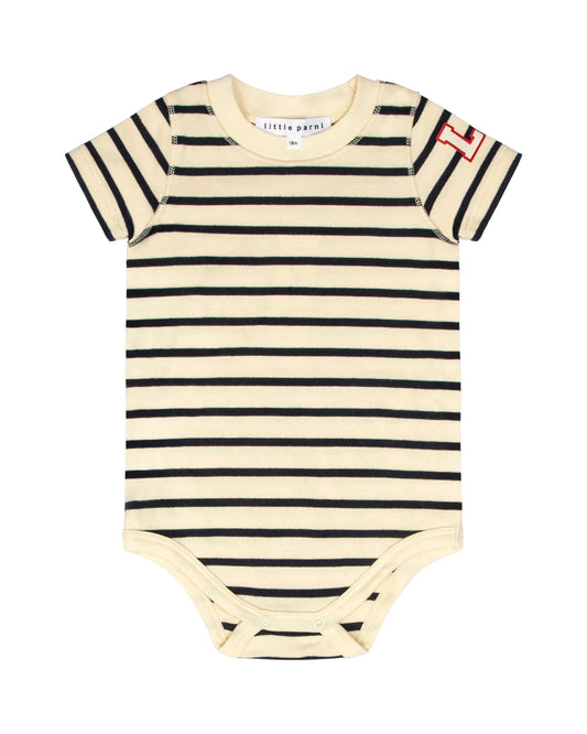 LITTLE PARNI NAVY STRIPED ONESIE