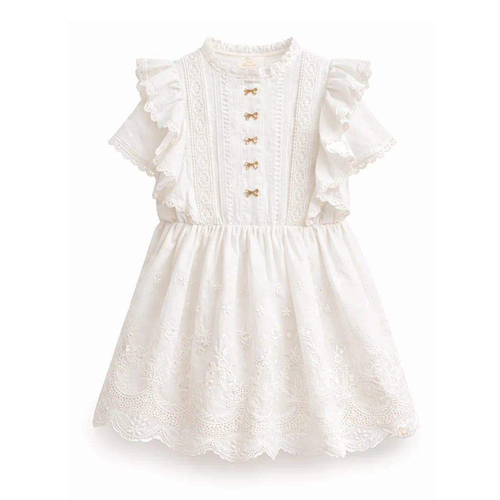 LRDM PETITS WHITE LACE TRIM DRESS [FINAL SALE]